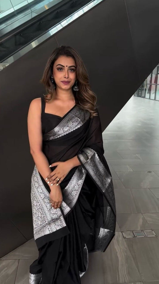 Party Wear Special New Black Kota Silk Saree Collection.