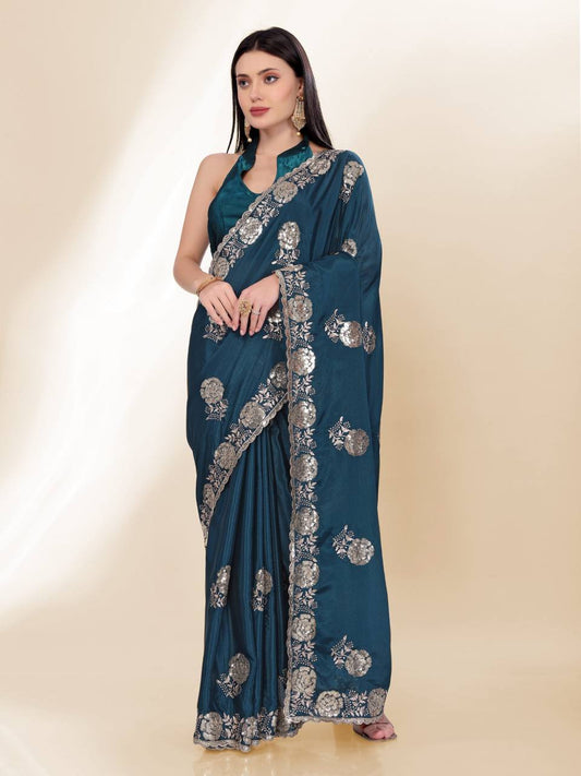 Most Preetiest Chinon Silk Saree Collection.