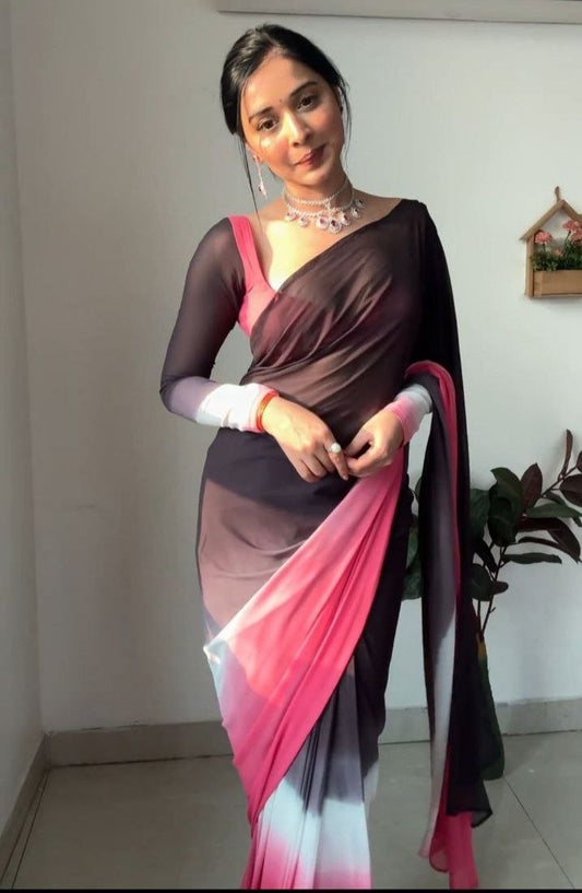 New Special Designer Casual Wear Special Double Colourd Ready To Wear Saree.