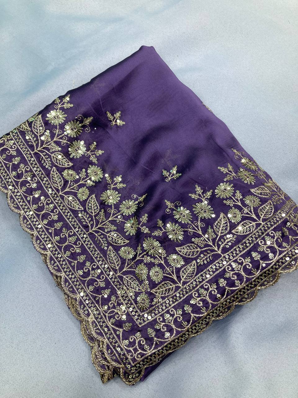 Party Wear New Chinin Silk Saree Collection.