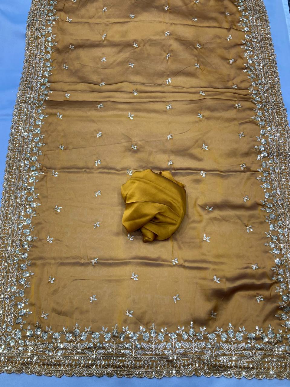 Adorable Latest Designer Chinon Silk Saree Collection.