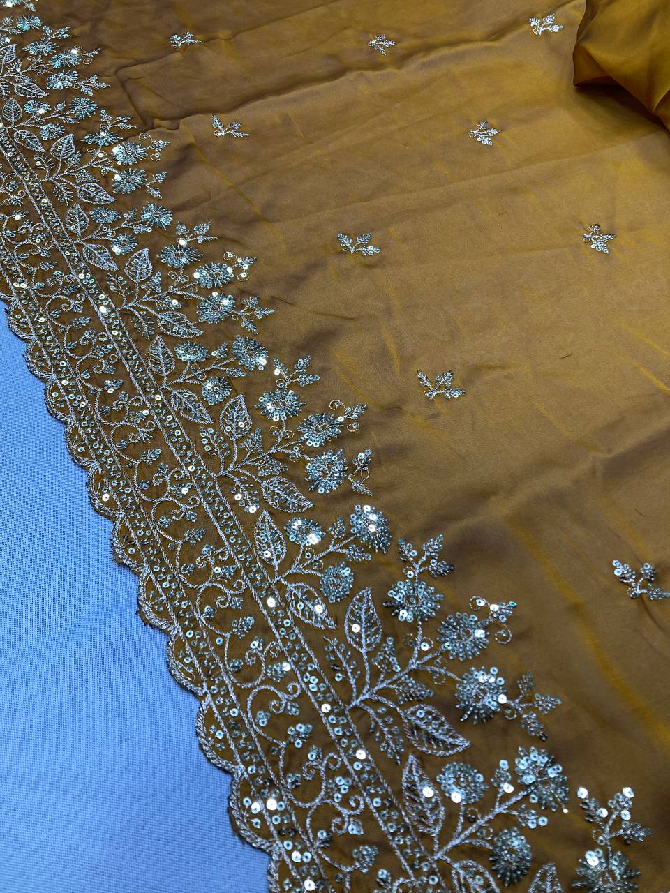 Adorable Latest Designer Chinon Silk Saree Collection.