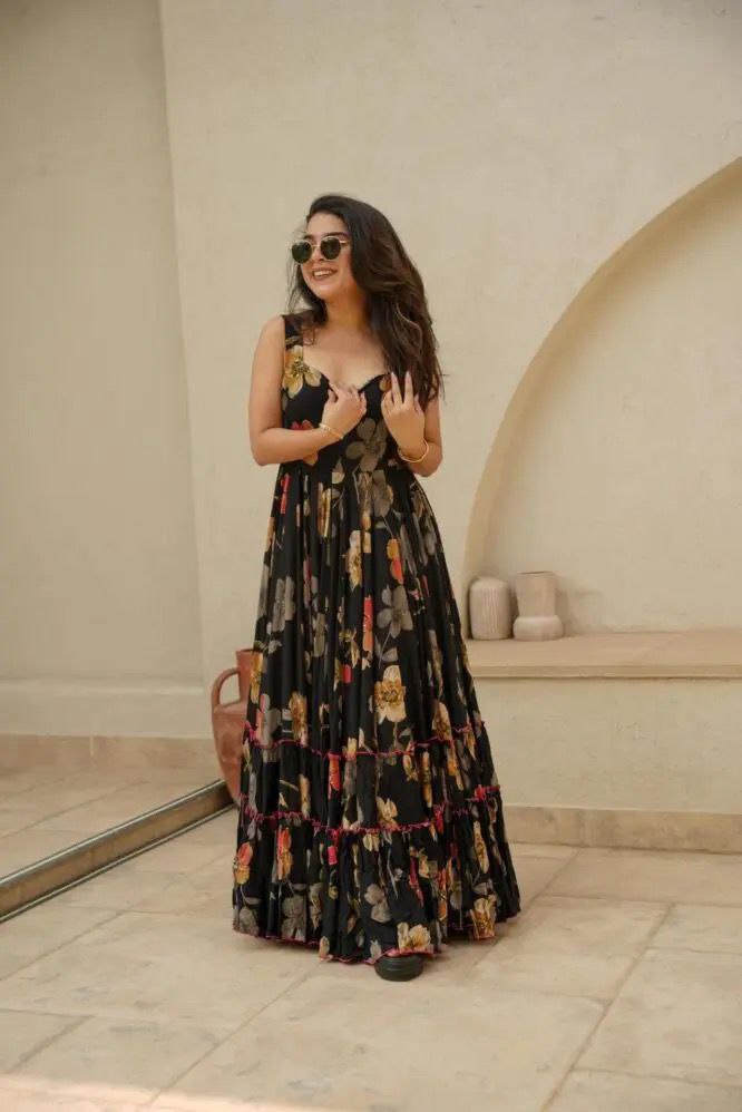 Party Wear Special Pure Jimmy Organza Silk Black Gown Collection.