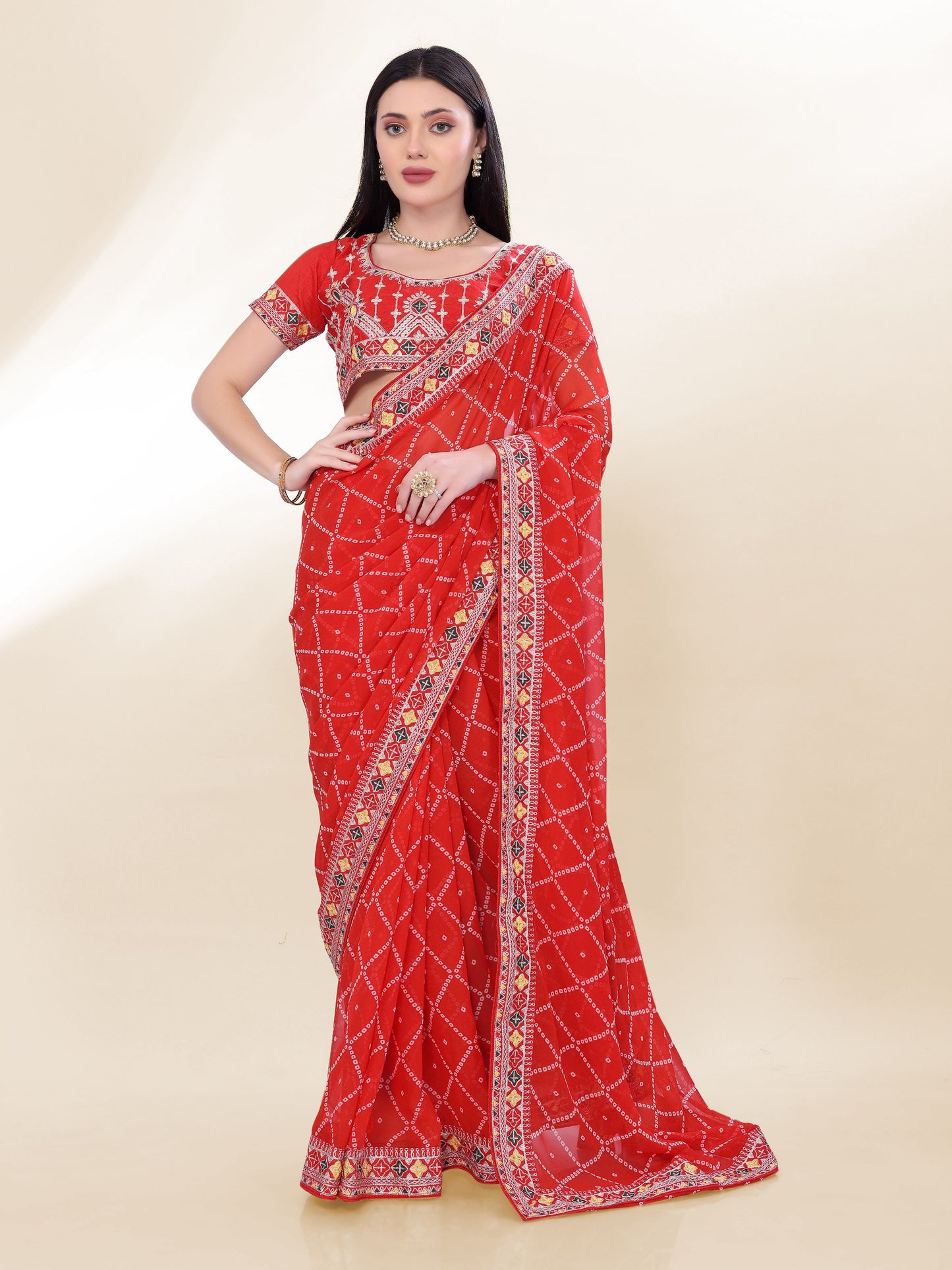 Wedding Wear Special Red Bandhni Saree Collection.