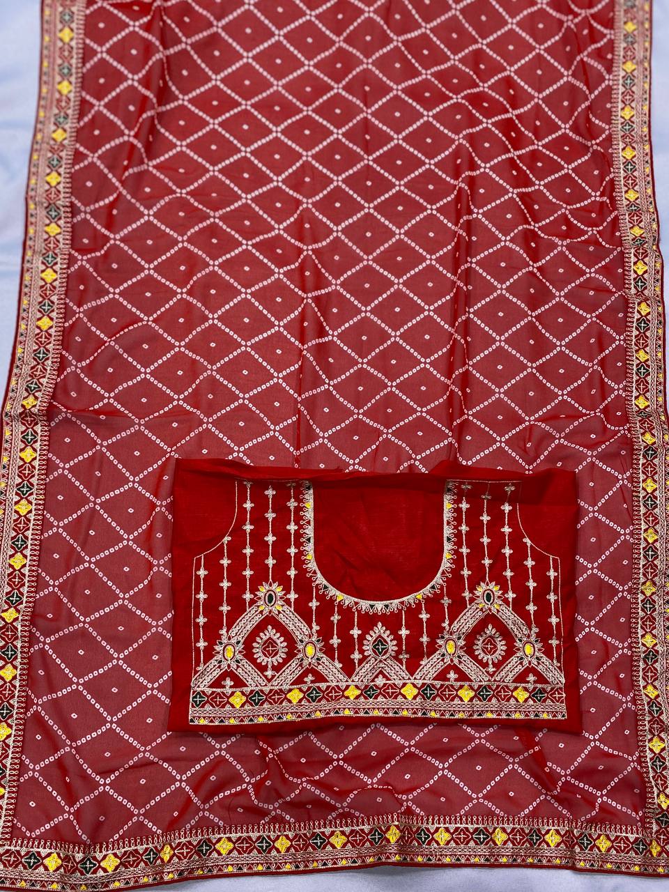 Wedding Wear Special Red Bandhni Saree Collection.