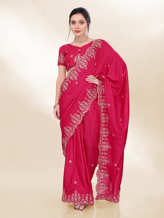 Most Trendy Designer Chinon Silk Saree Collection.