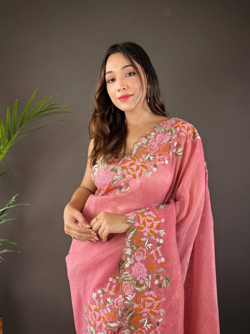 Adorable Designer Party Wear Special Pink Saree Collection.