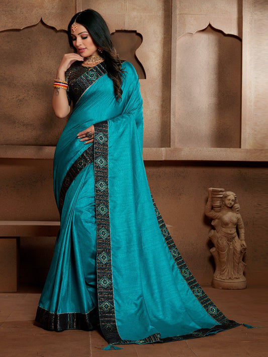 Gorgeous Sky Blue Trendy Saree Collection.