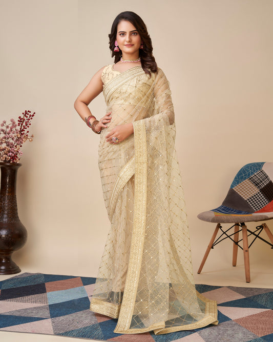 Attractive Designer Premium Soft Butterfly Net Saree.