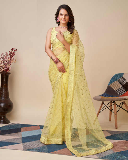 Premium Soft Butterfly Net Designer Saree.