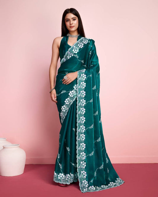 Occasions Wear  Premium Soft Zimmy Chu Silk Saree.