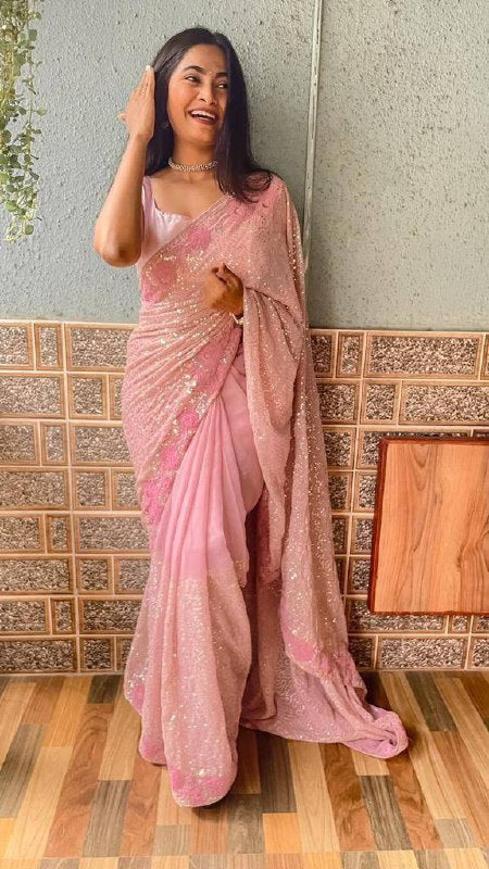 Preety & Beautiful Sequence Party Wear Premium Georgette Saree Collection.