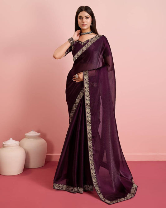 Premium Soft Burberry SIlk Occasions Special Saree.