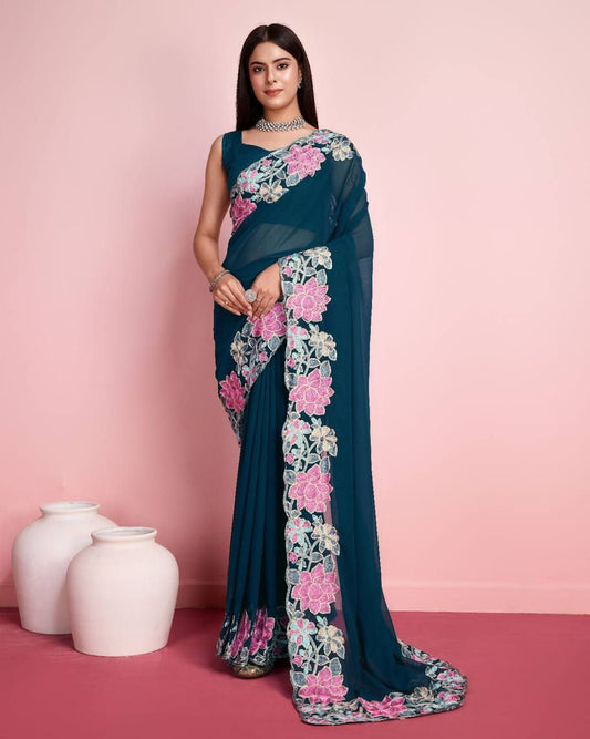 Gorgeous looking Heavy Georgette Saree.