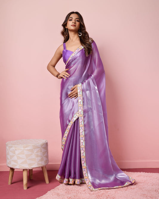 New Designer Zimmy Choo Lavender Saree Collection.