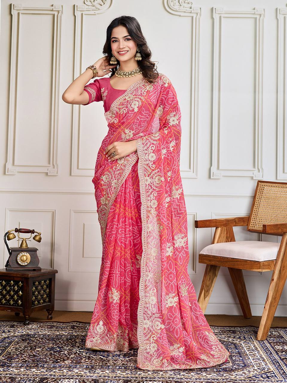 Traditional Function Special New Bandhej Saree Collection.
