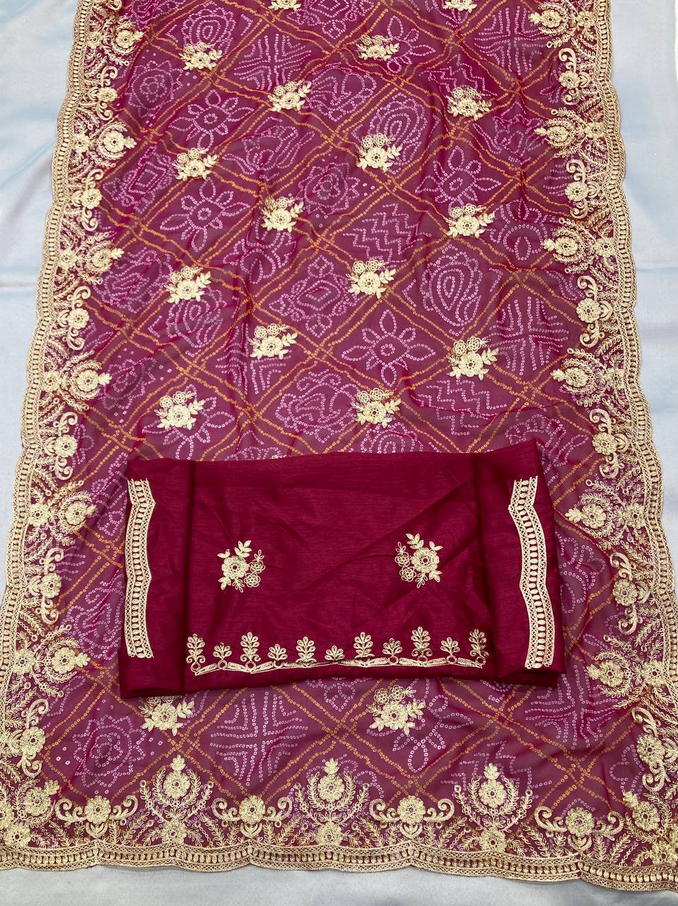 Wedding Wear Special Pink Bandhni Saree Collection.