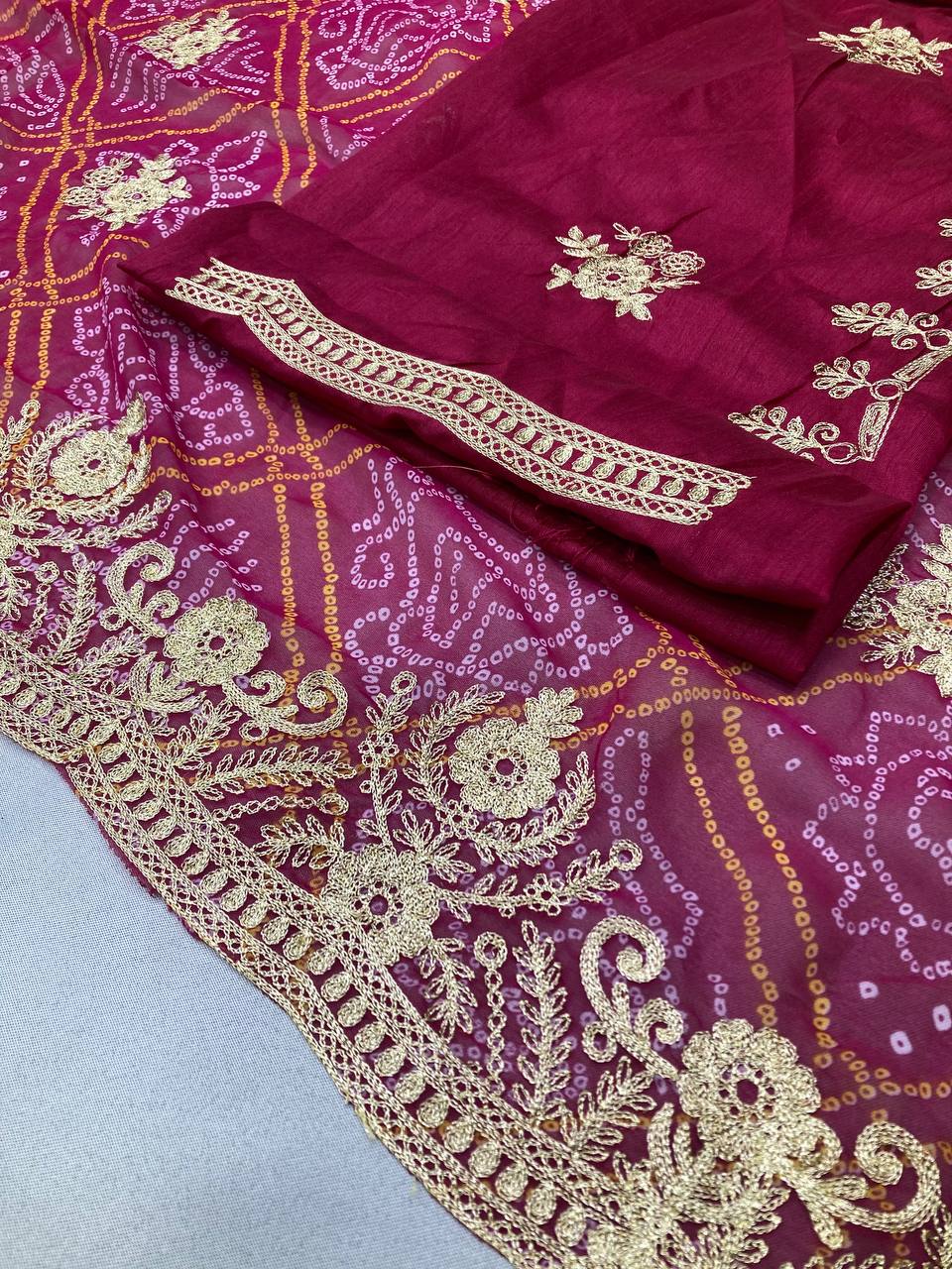 Wedding Wear Special Pink Bandhni Saree Collection.