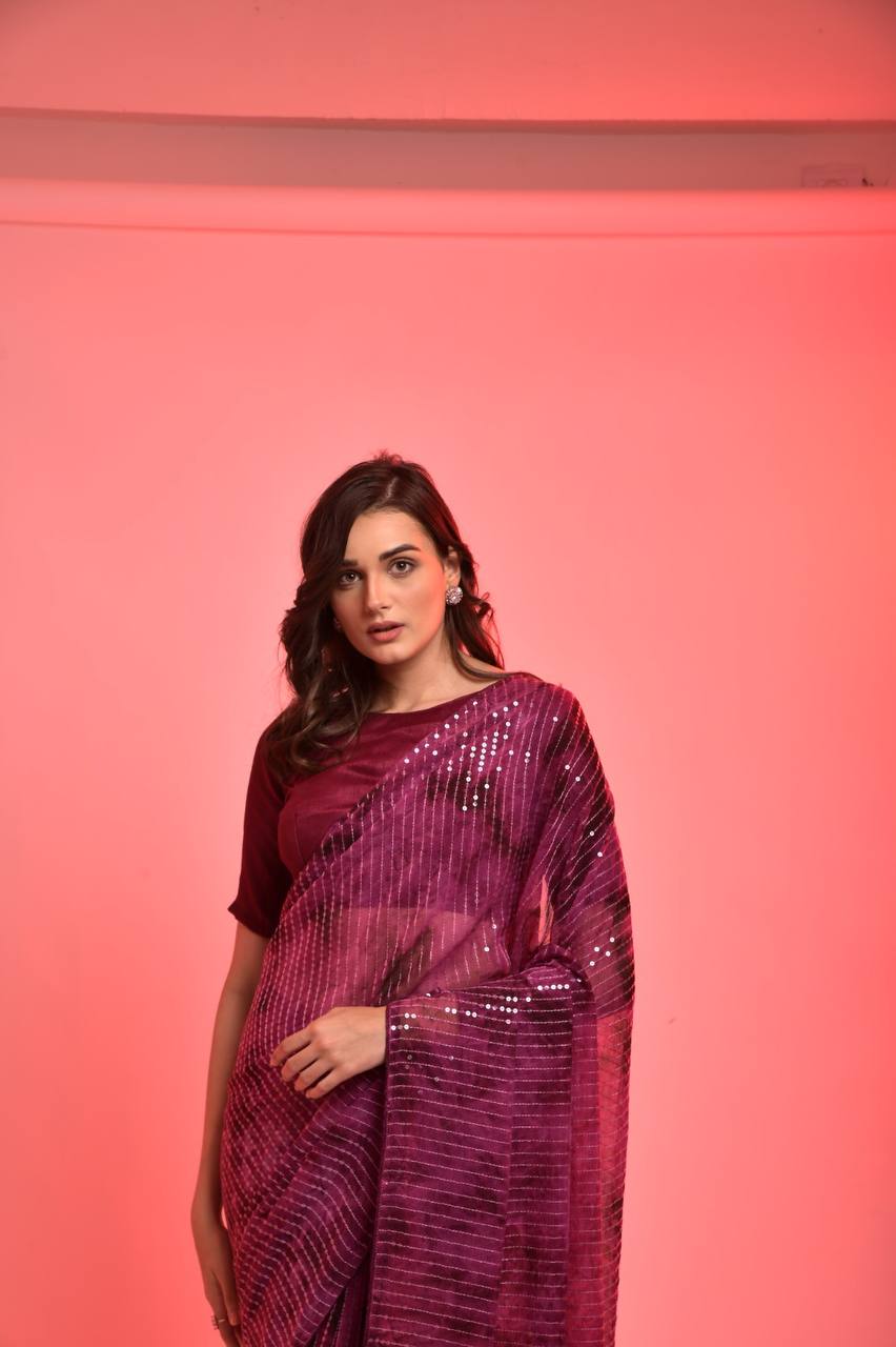 Pretty Designer Collection Prijam Print Sequence Saree.