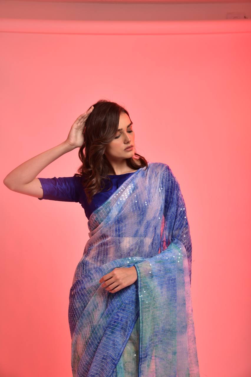 Latest New Designer Prijam Print Sequence Saree Collection.