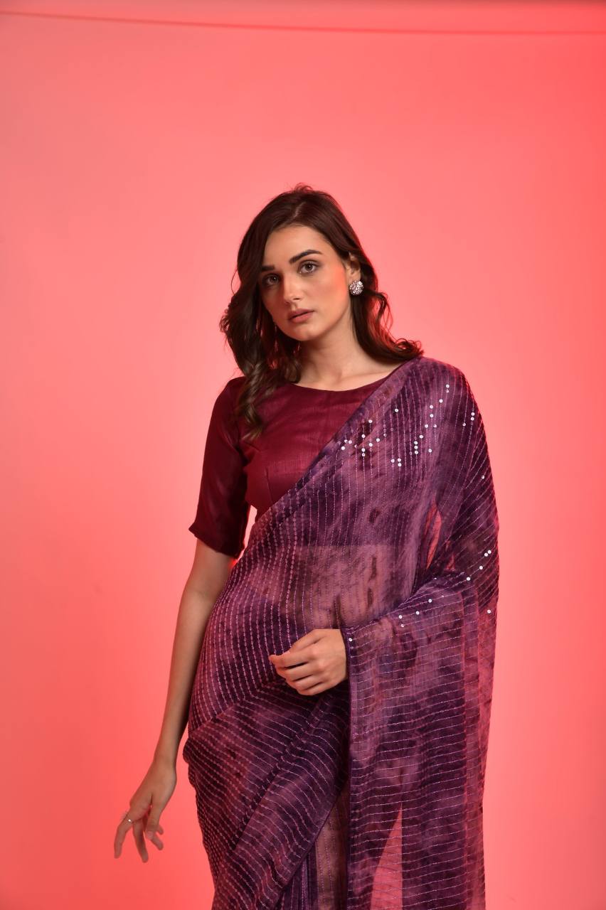 Wedding Wear Special Designer Prijam Print Sequence Saree.