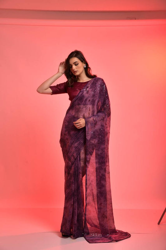 Wedding Wear Special Designer Prijam Print Sequence Saree.