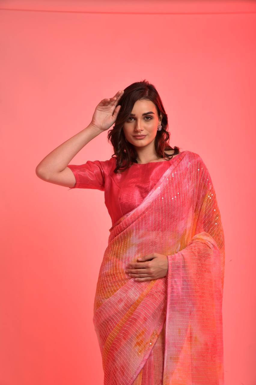 Premium Designer Prijam Print Sequence Saree.
