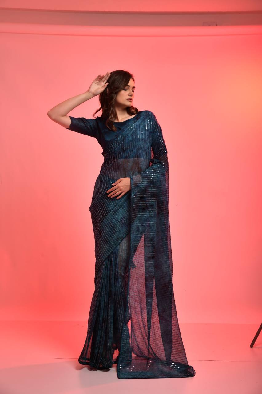 Gorgeously Decorated Prijam Print Sequence Saree Collection.