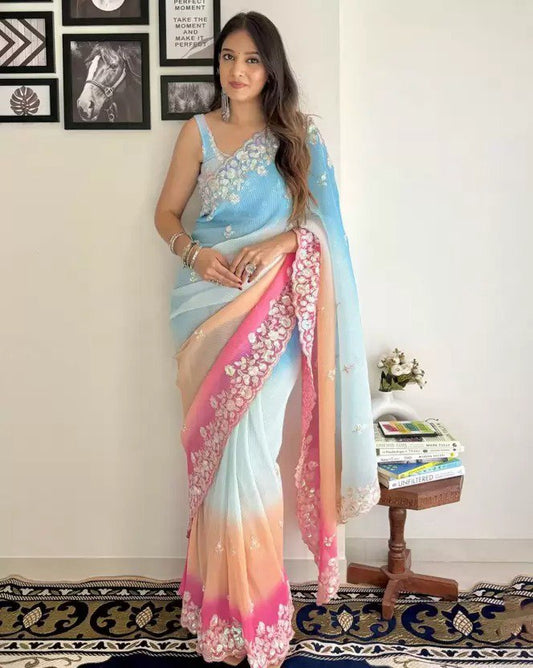 Beautiful Premium Faux Georgette Saree Collection.