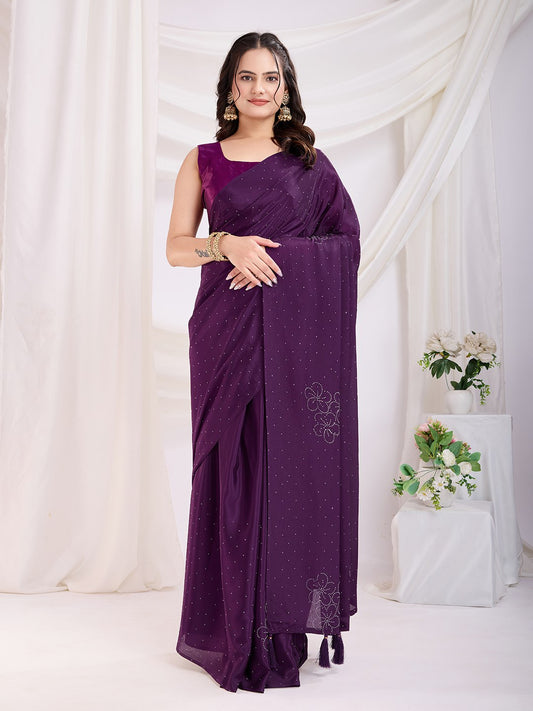 Most Pretty Wine Ready To Wear Special Saree Collection.