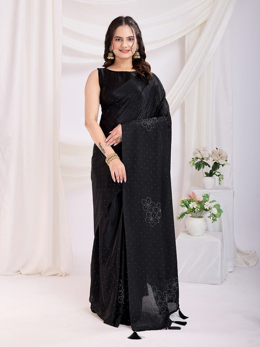 Party Wear Special Black Ready To Wear Trendy Saree Collection.