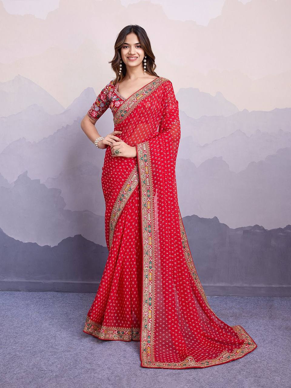 Beautiful Heavy Georgette  Bandhni Saree Collection.