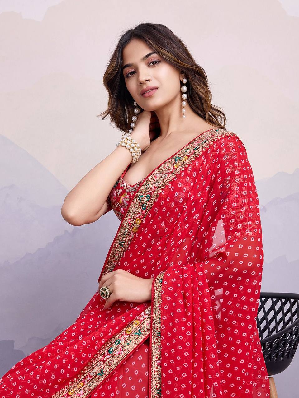 Beautiful Heavy Georgette  Bandhni Saree Collection.