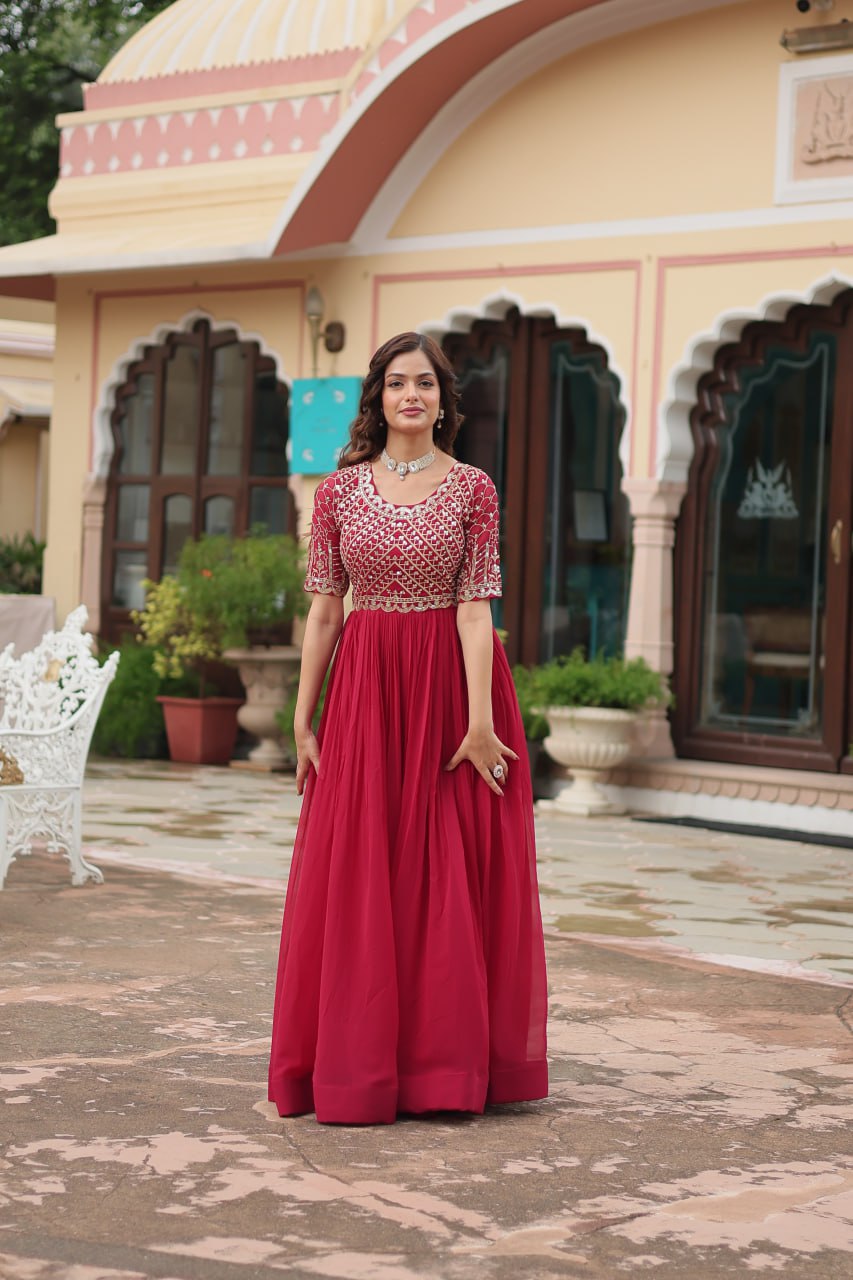 Beautiful Premium Pink Color Party Wear Gown Collection.