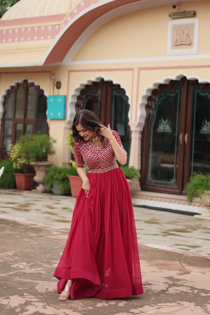 Beautiful Premium Pink Color Party Wear Gown Collection.
