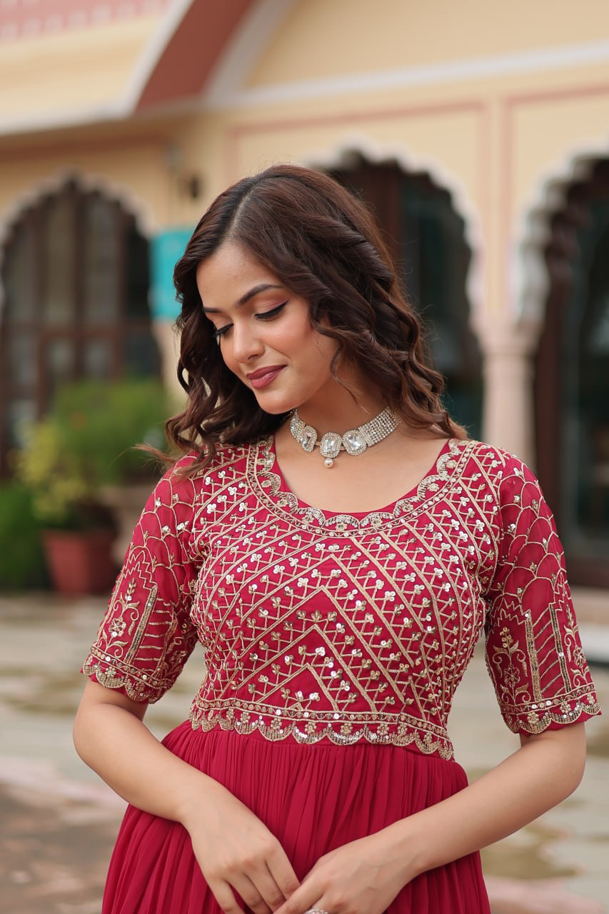 Beautiful Premium Pink Color Party Wear Gown Collection.