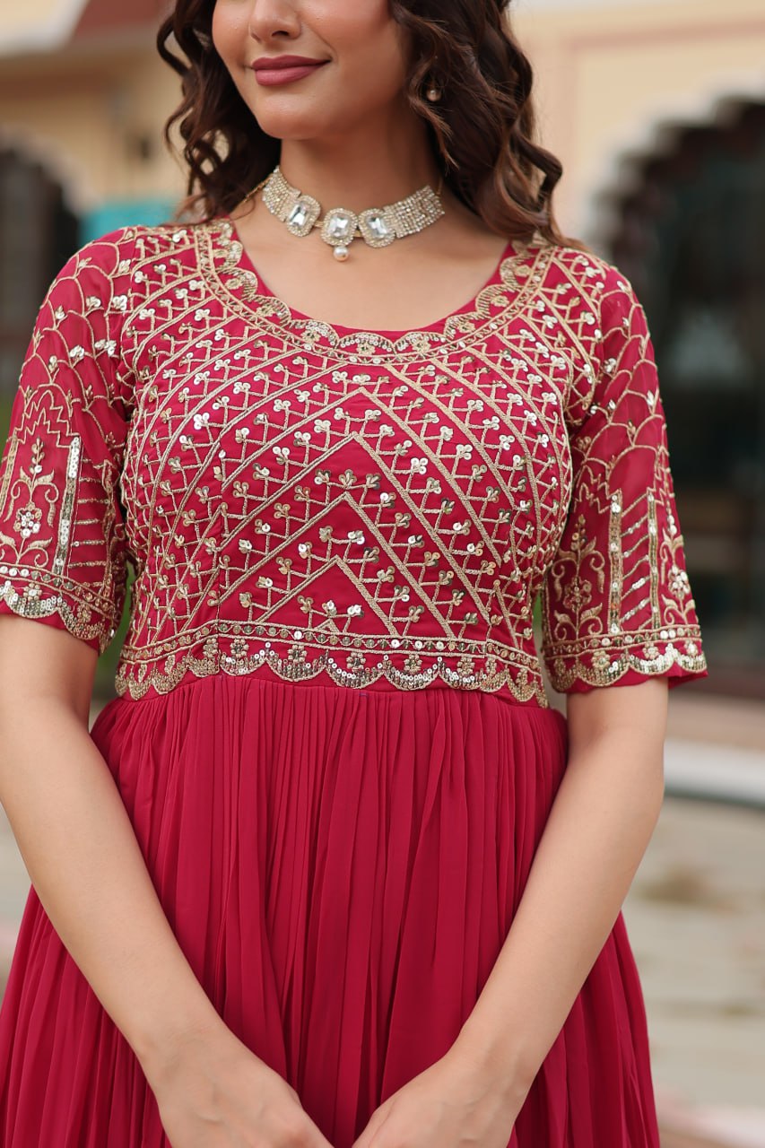 Beautiful Premium Pink Color Party Wear Gown Collection.