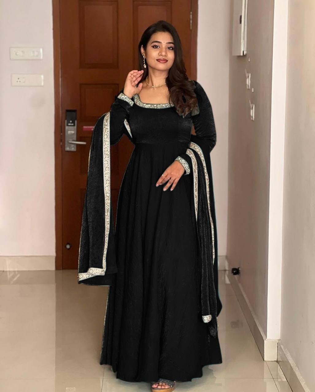 Party Wear Special New Fandy Designer Black Gown Collection.