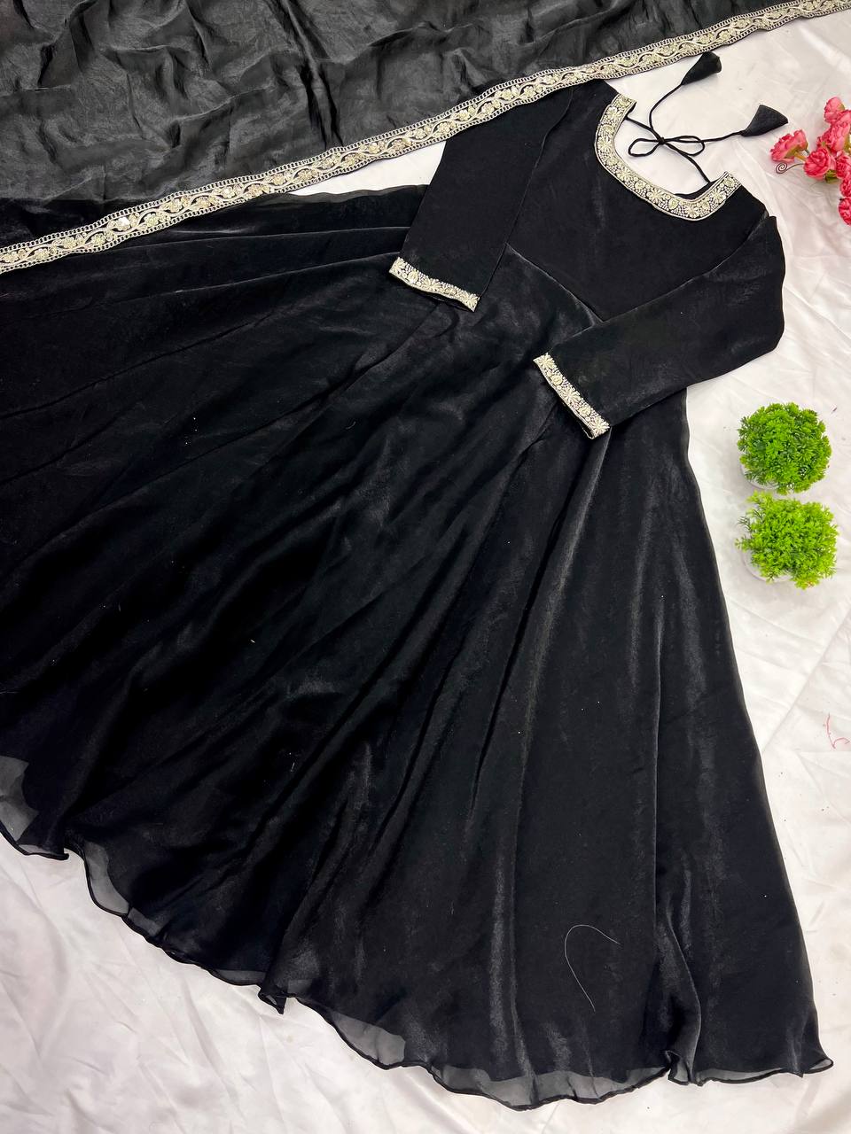 Party Wear Special New Fandy Designer Black Gown Collection.