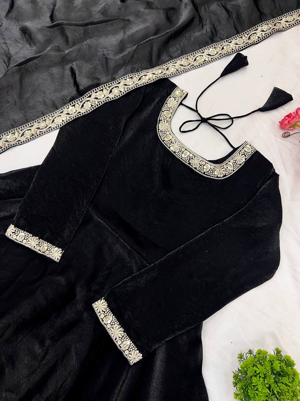 Party Wear Special New Fandy Designer Black Gown Collection.