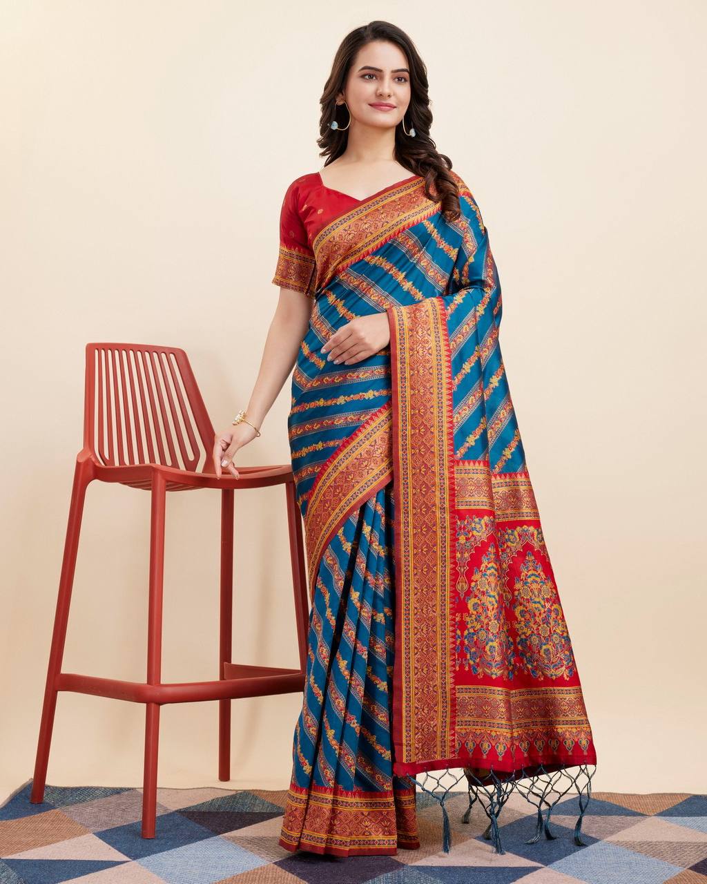 Preety Designer Blue Color Saree on premium Cotton Silk Saree.