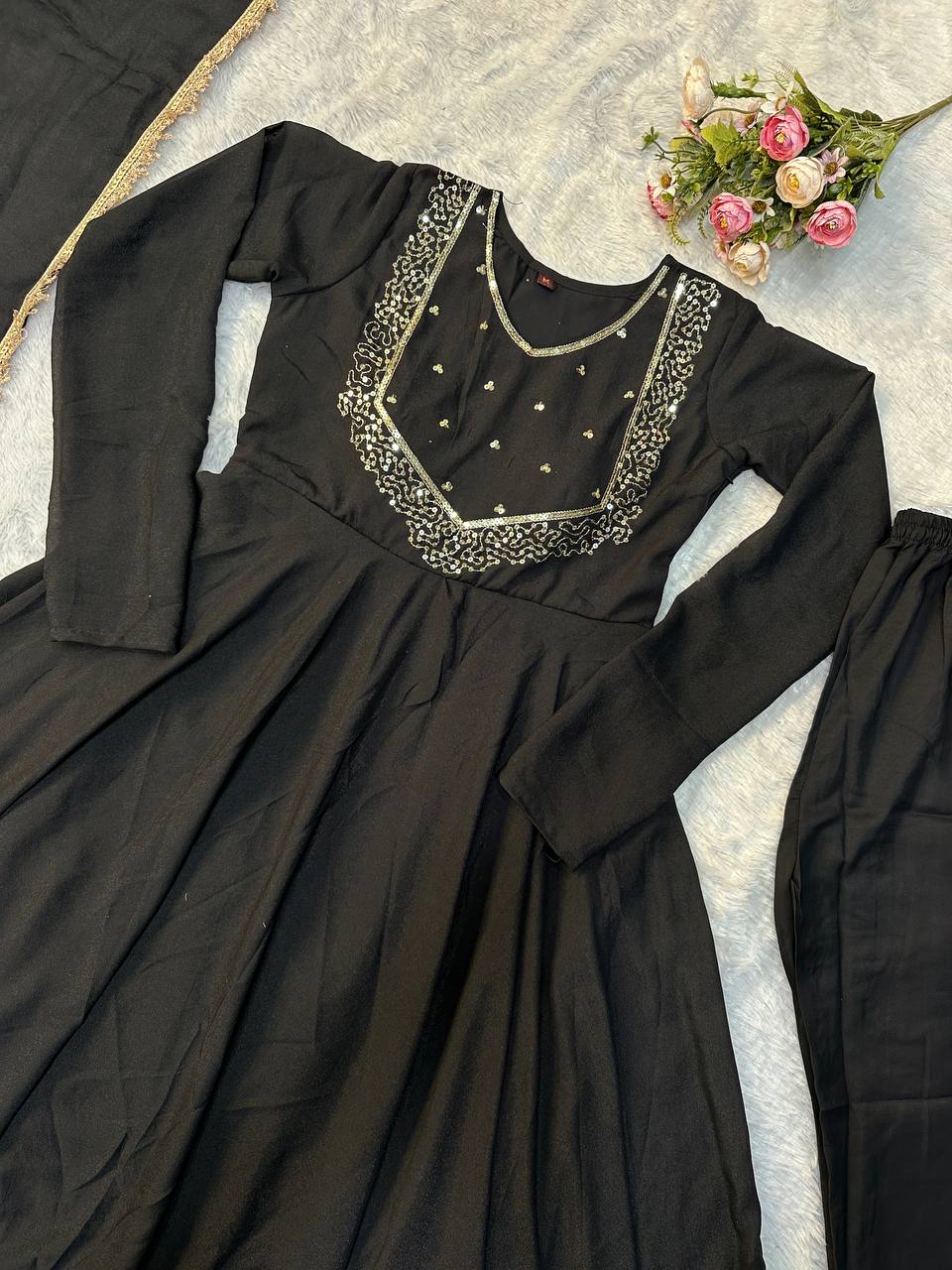 Beautiful Party Wear Black Gown Collection.