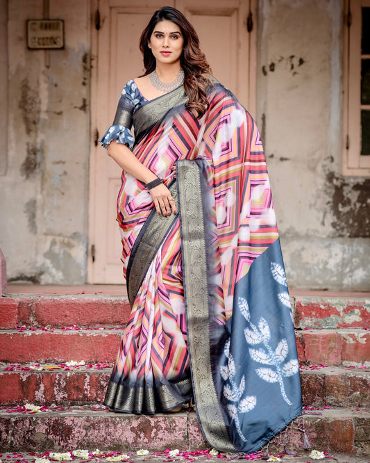 Pure Silk Digital Printed Occasions Wear Special Saree.