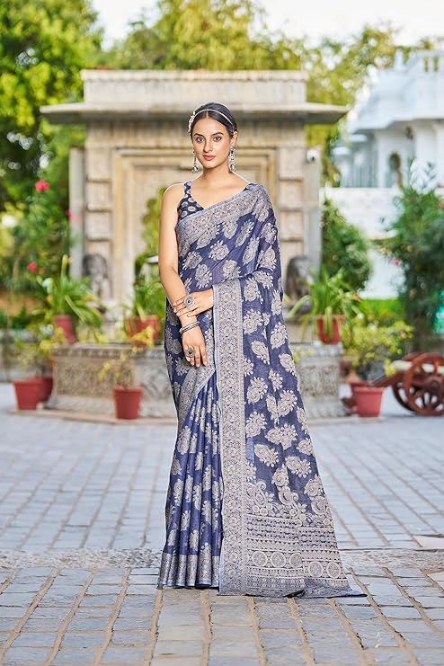 Wedding Functions Special Chikankari Linen Cotton Saree Collection.