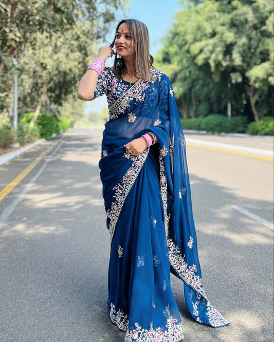 Party Wear Soft Rangoli Silk  Saree.