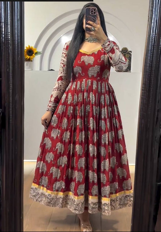 Latest Trending Kalamkari Printed Gown Collection.
