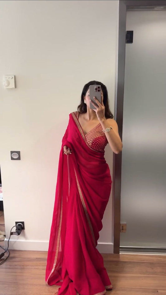 Pretty Pink Designer Party Wear Saree Collection.