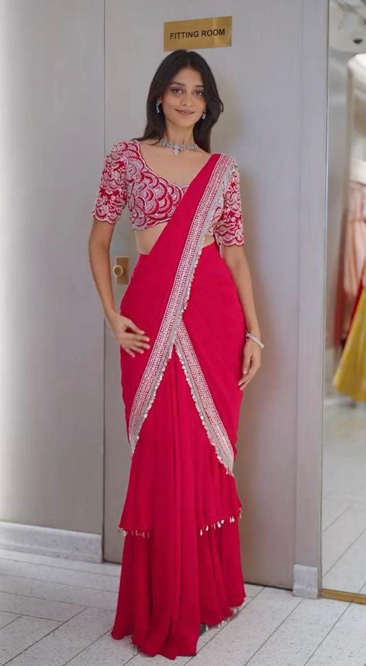 Pretty Pink Designer Lehenga Saree Collection.