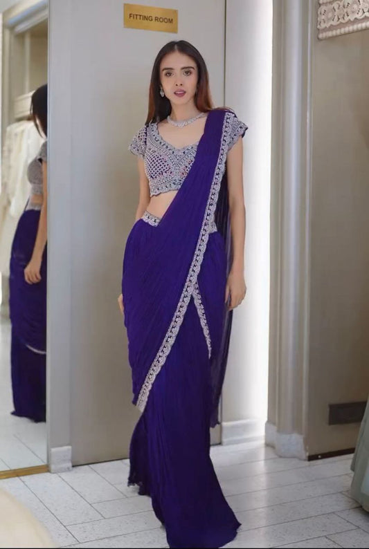 Beautiful Purple Designer Lehenga Saree Collection.