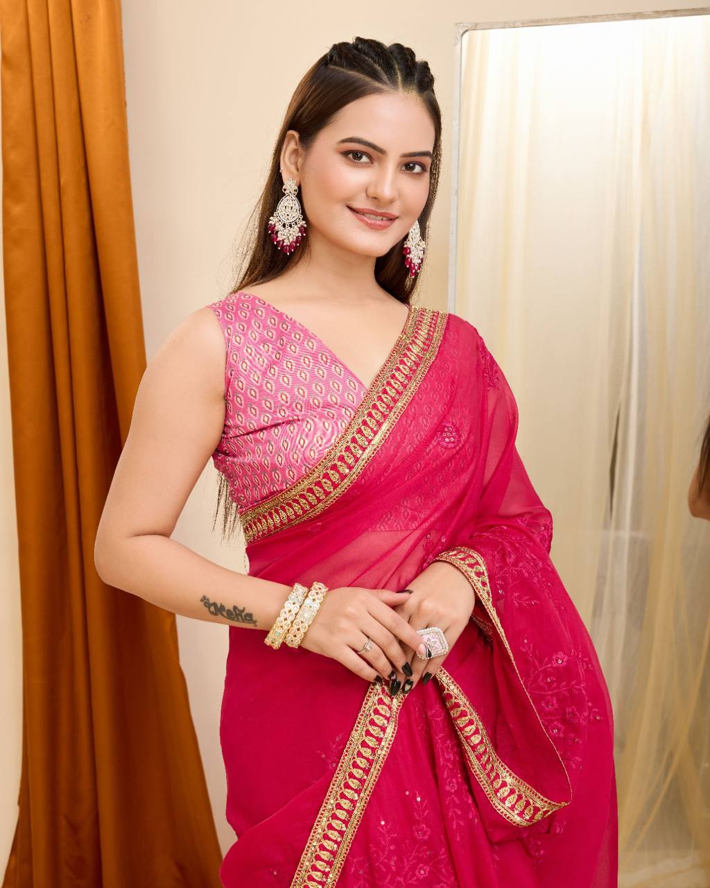 Party Wear Soft Premium Organza  Preety Saree.